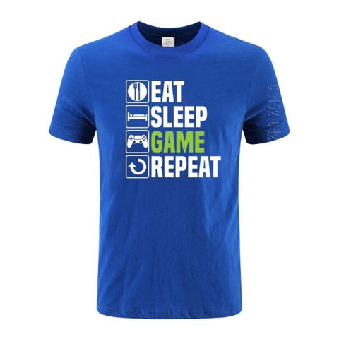 Eat Sleep Game Repeat T-Shirt - Blue / 3XL - Naviacraft Studios AB