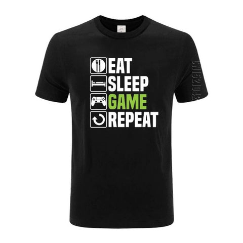 Eat Sleep Game Repeat T-Shirt - Black / 3XL - Naviacraft Studios AB