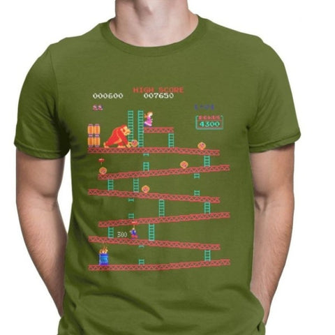 Retro Arcade T-Shirt - Army Green / XXXL - Naviacraft Studios AB