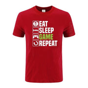 Eat Sleep Game Repeat T-Shirt - Red / 3XL - Naviacraft Studios AB