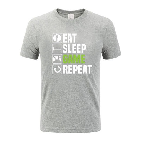 Eat Sleep Game Repeat T-Shirt - Gray / 3XL - Naviacraft Studios AB