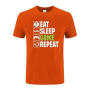 Eat Sleep Game Repeat T-Shirt - Orange / 3XL - Naviacraft Studios AB