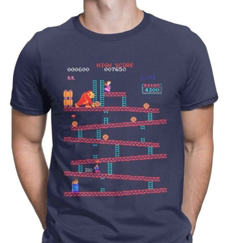 Retro Arcade T-Shirt - Navy Blue / XXXL - Naviacraft Studios AB